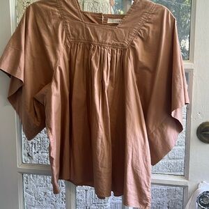 Doen Dusty Rose Cotton Peasant Blouse